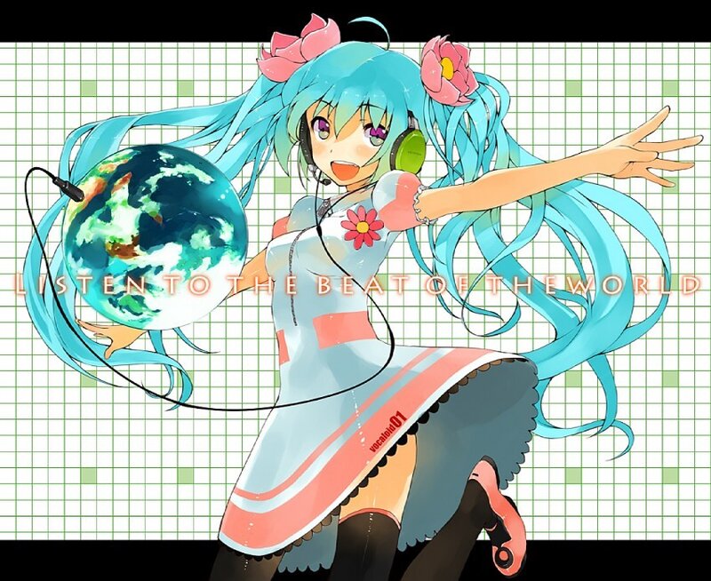 Miku holding the world