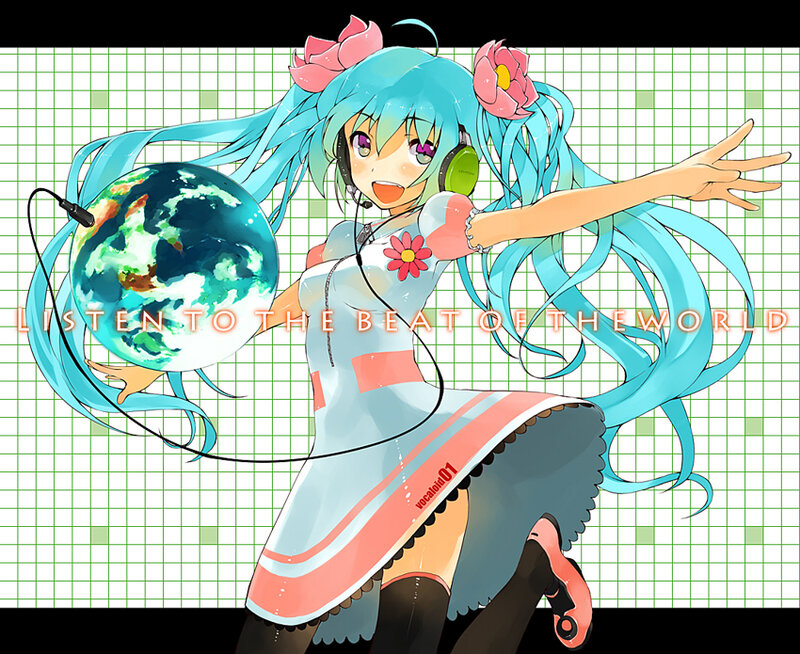 Miku holding the world