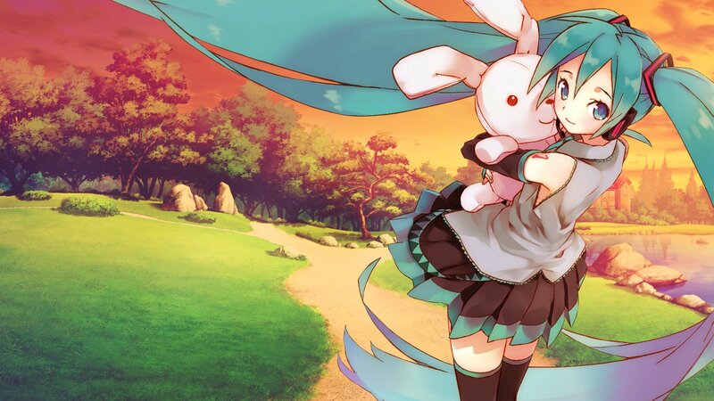 Miku hugging a bunny