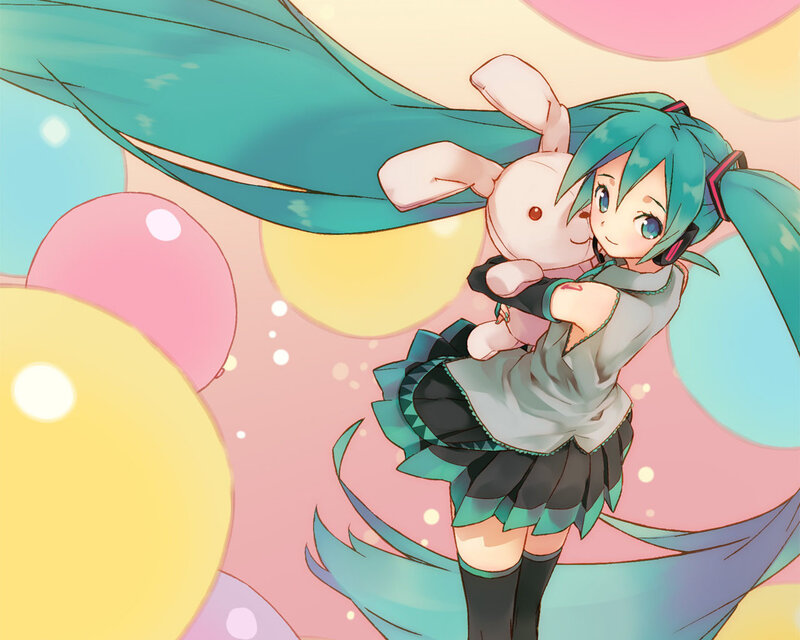 Miku hugging a bunny