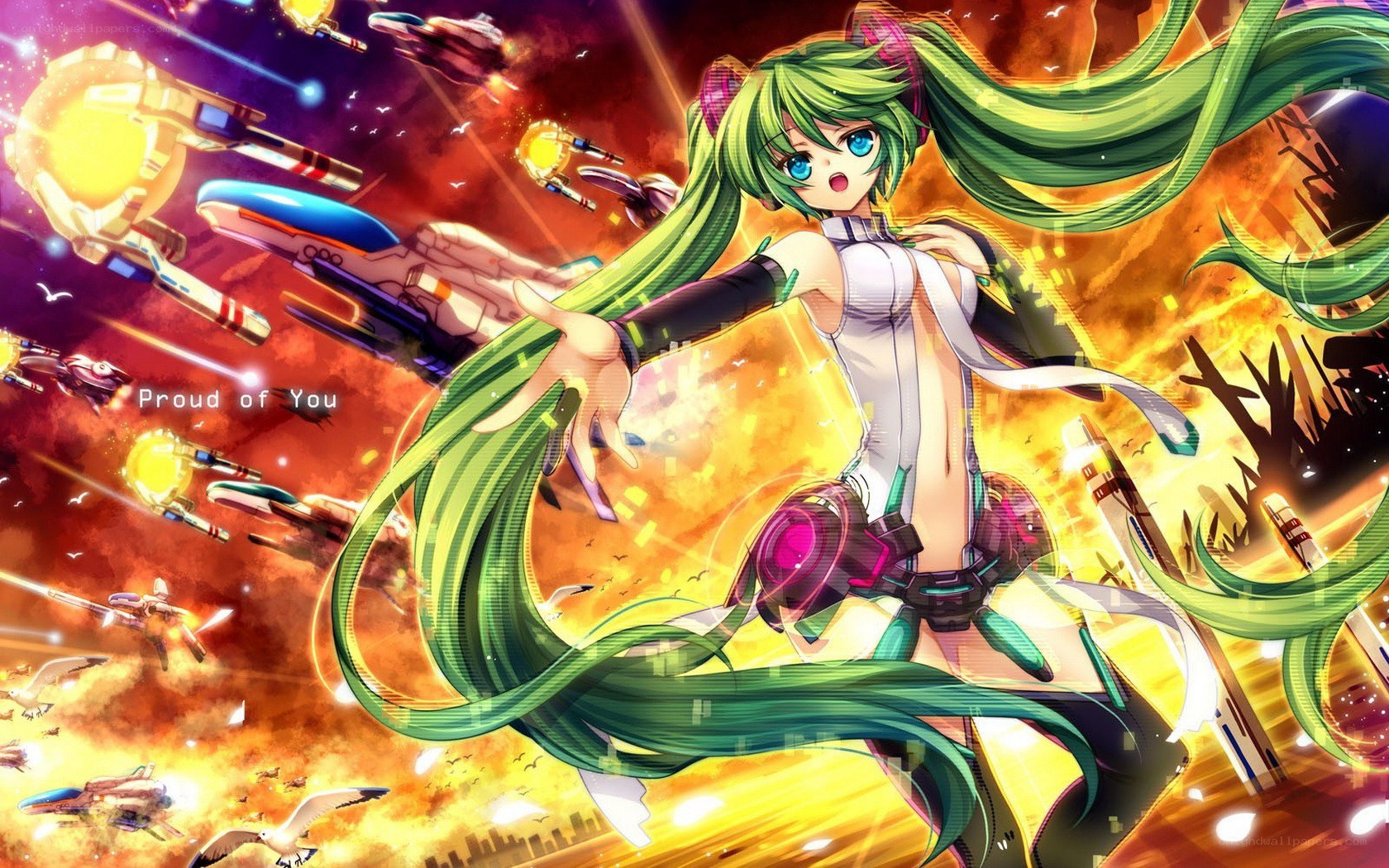 Miku in a battle scene