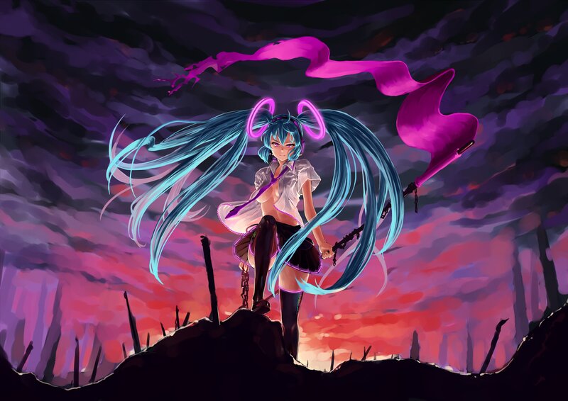 Miku in a battlefield