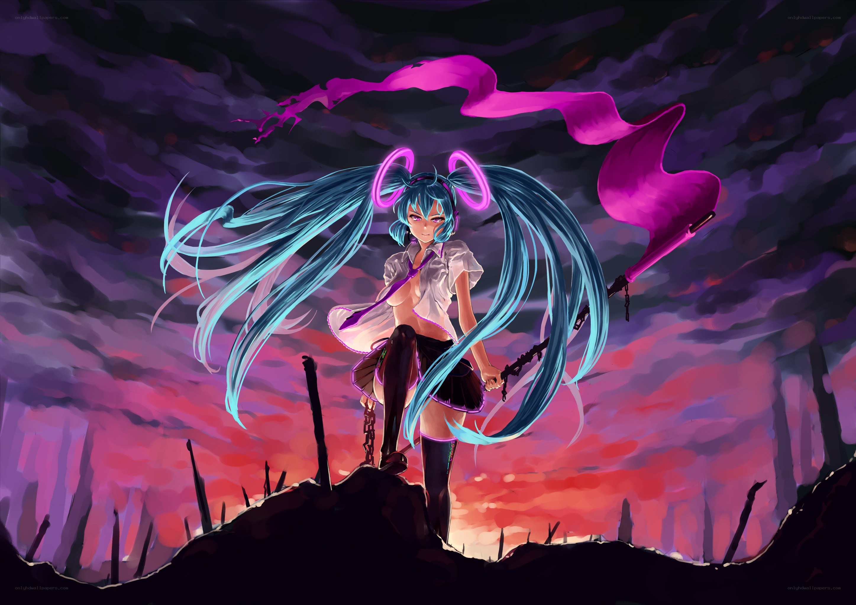 Miku in a battlefield