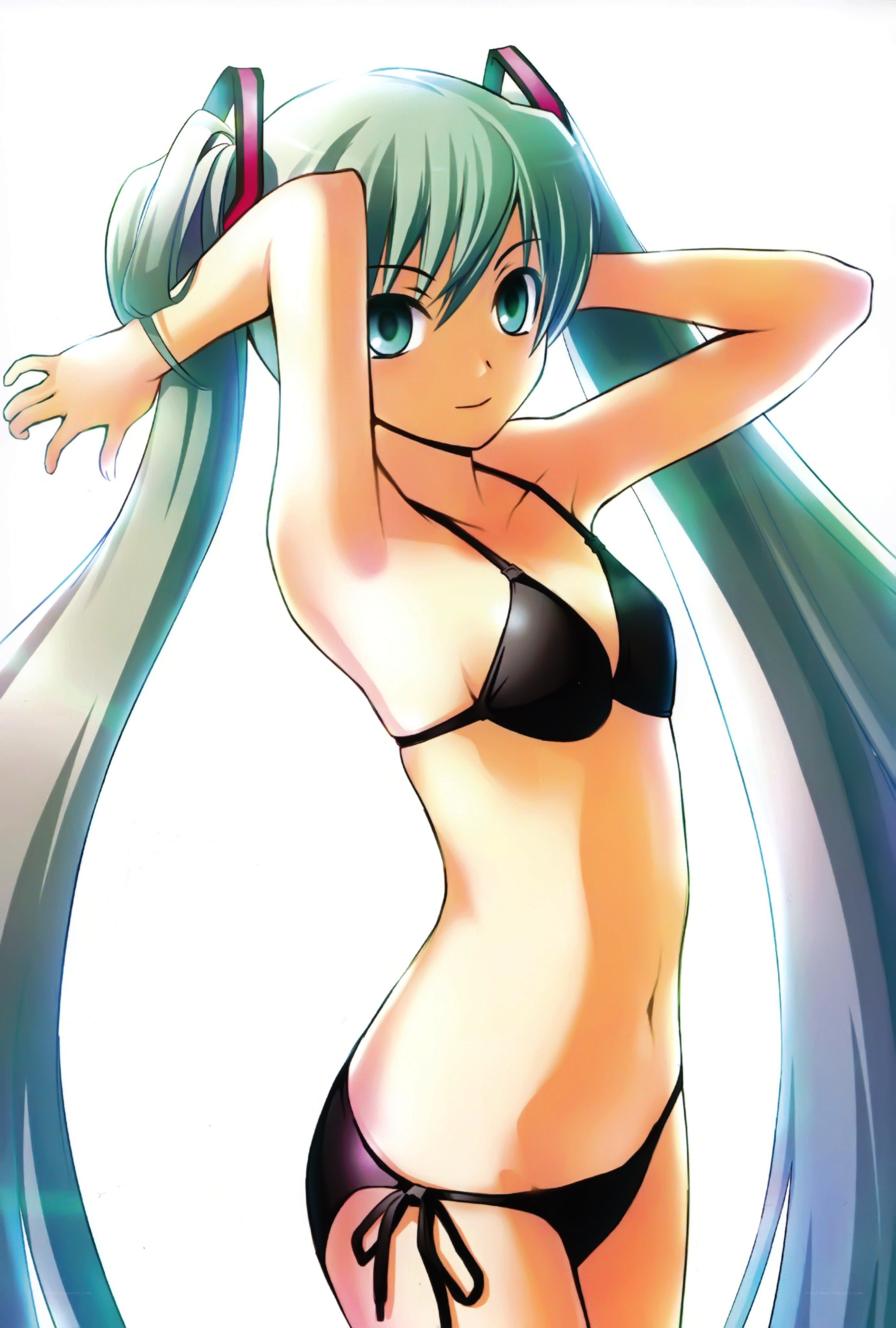 Miku in a black bikini