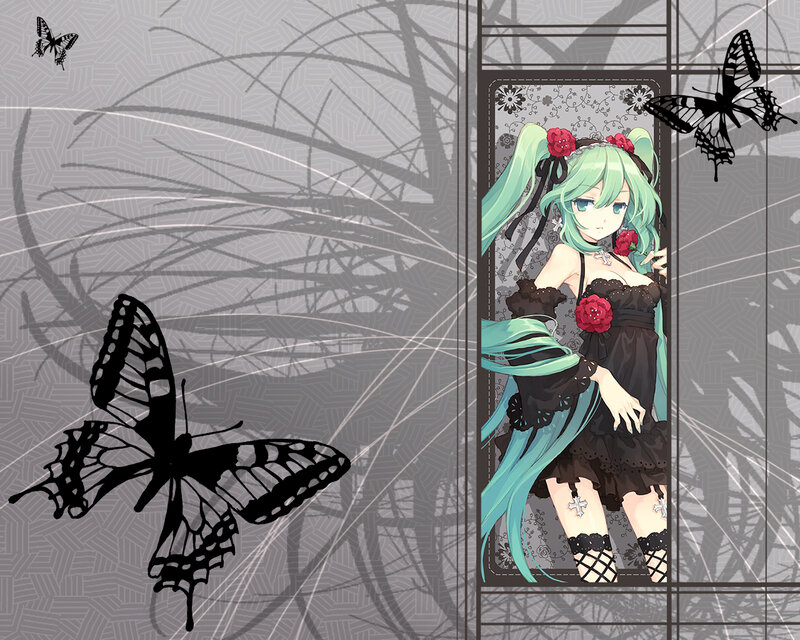 Miku in a black dress