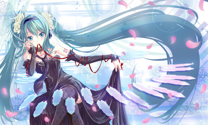 Miku in a black dress
