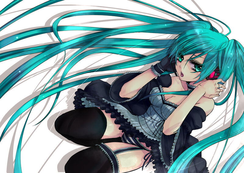 Miku in a black dress