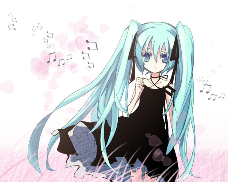 Miku in a black dress