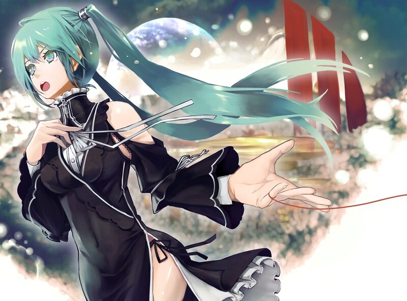 Miku in a black dress