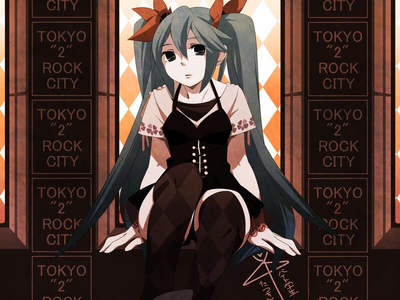 Miku in a black dress