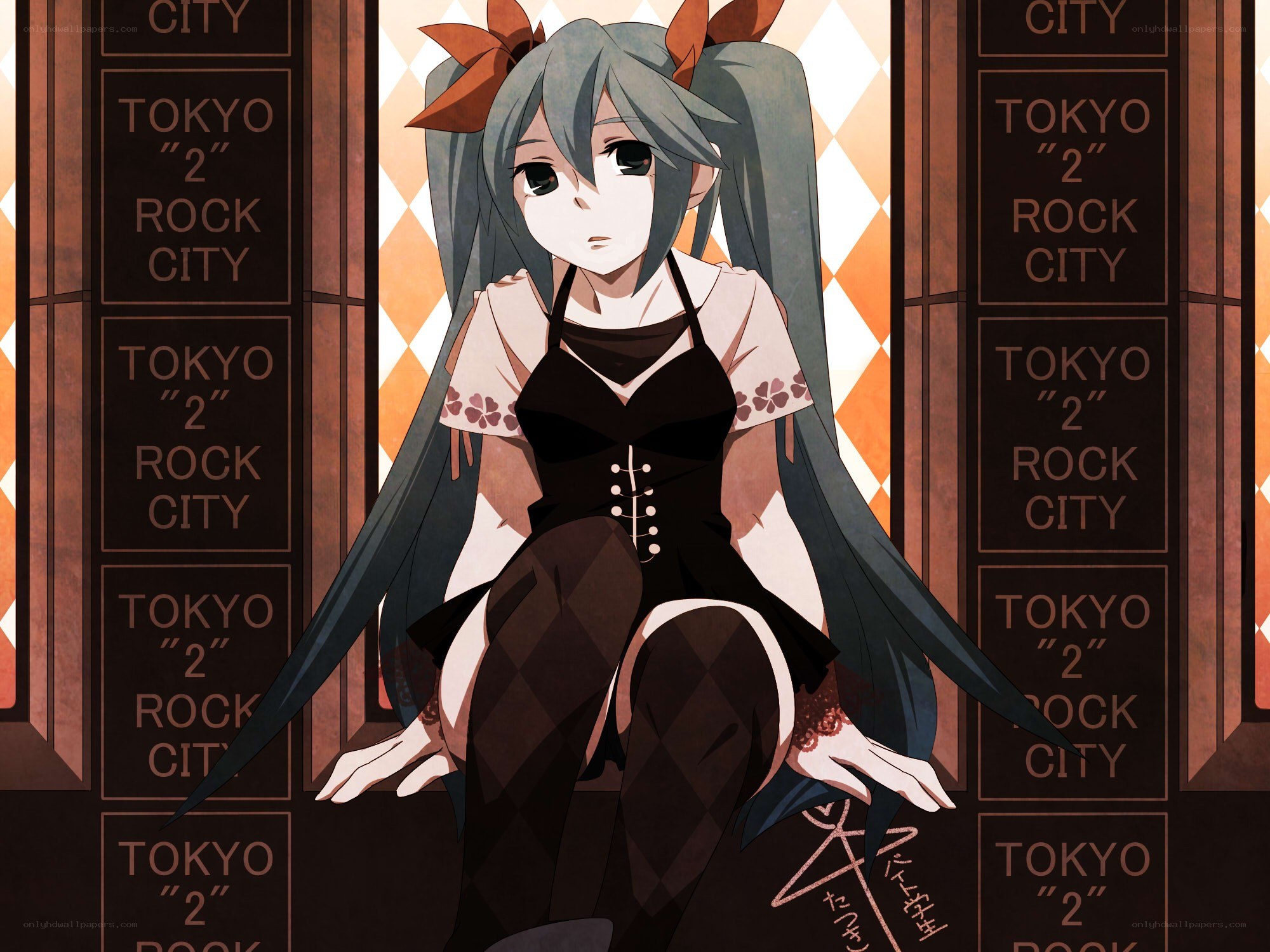 Miku in a black dress