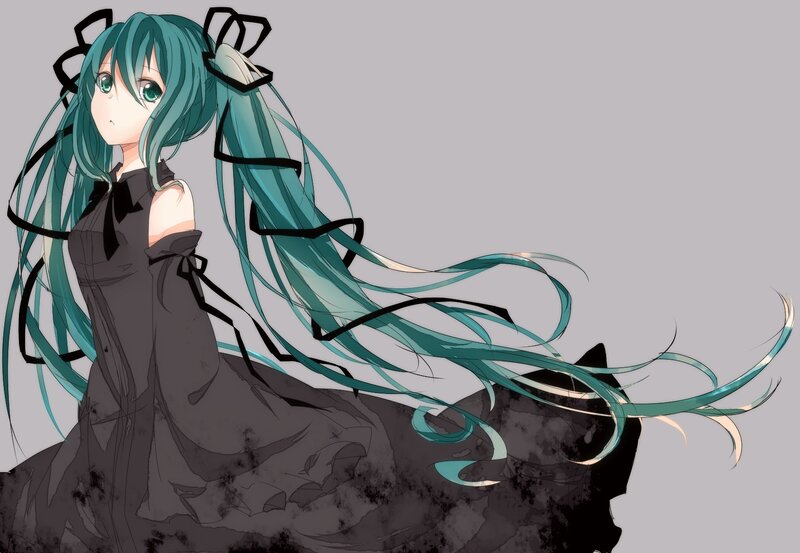 Miku in a black dress