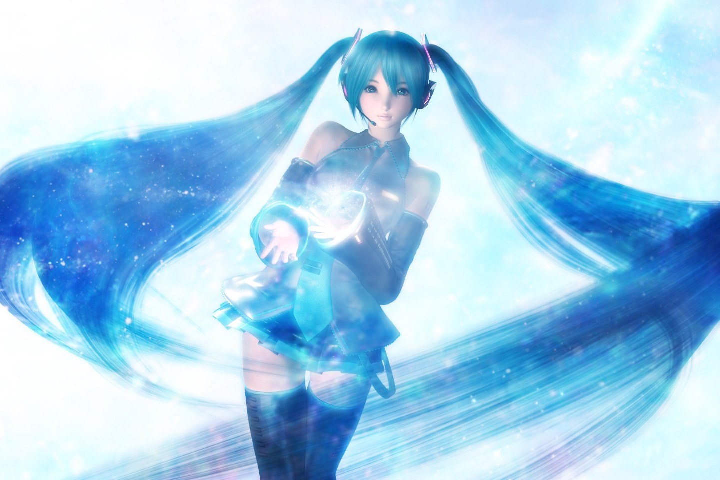 Miku in a blue aura