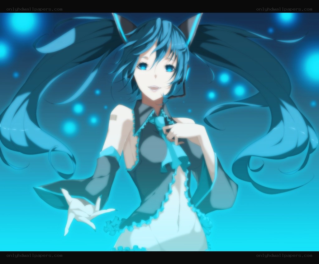 Miku in a blue glow