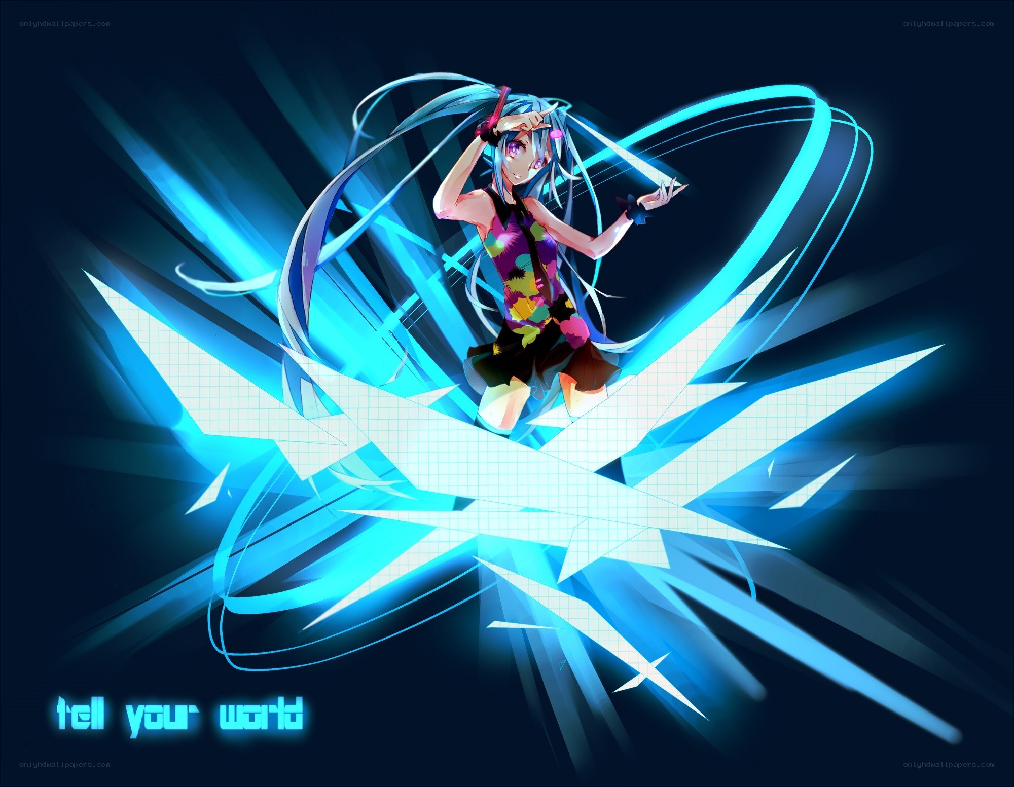 Miku in a blue light burst