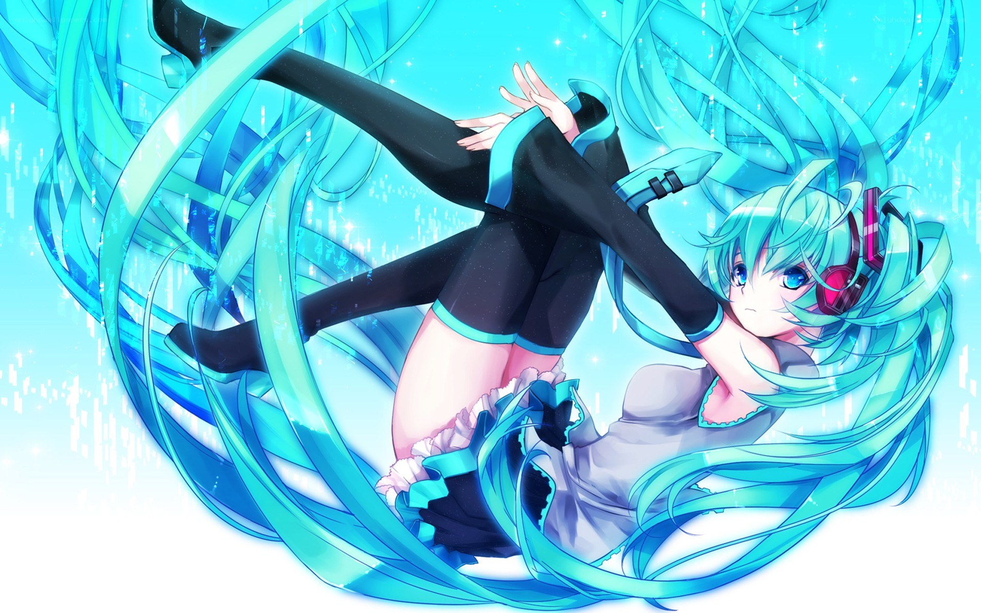 Miku in a blue swirl