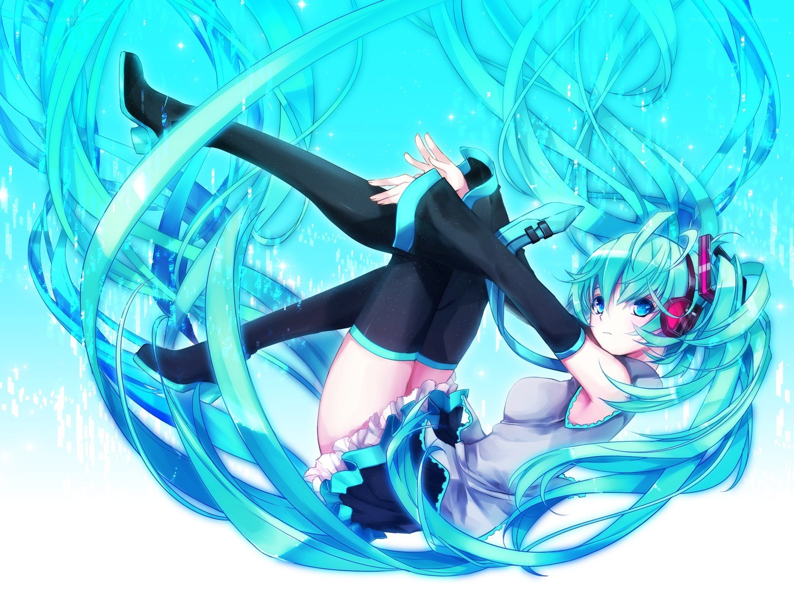 Miku in a blue swirl