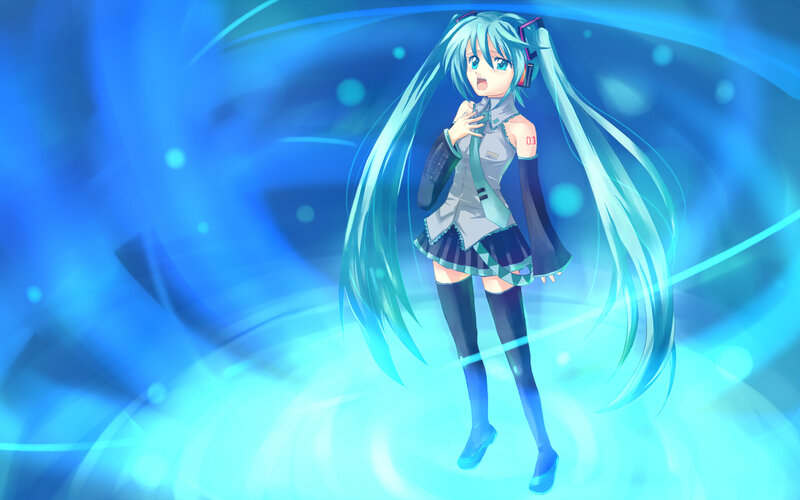 Miku in a blue vortex