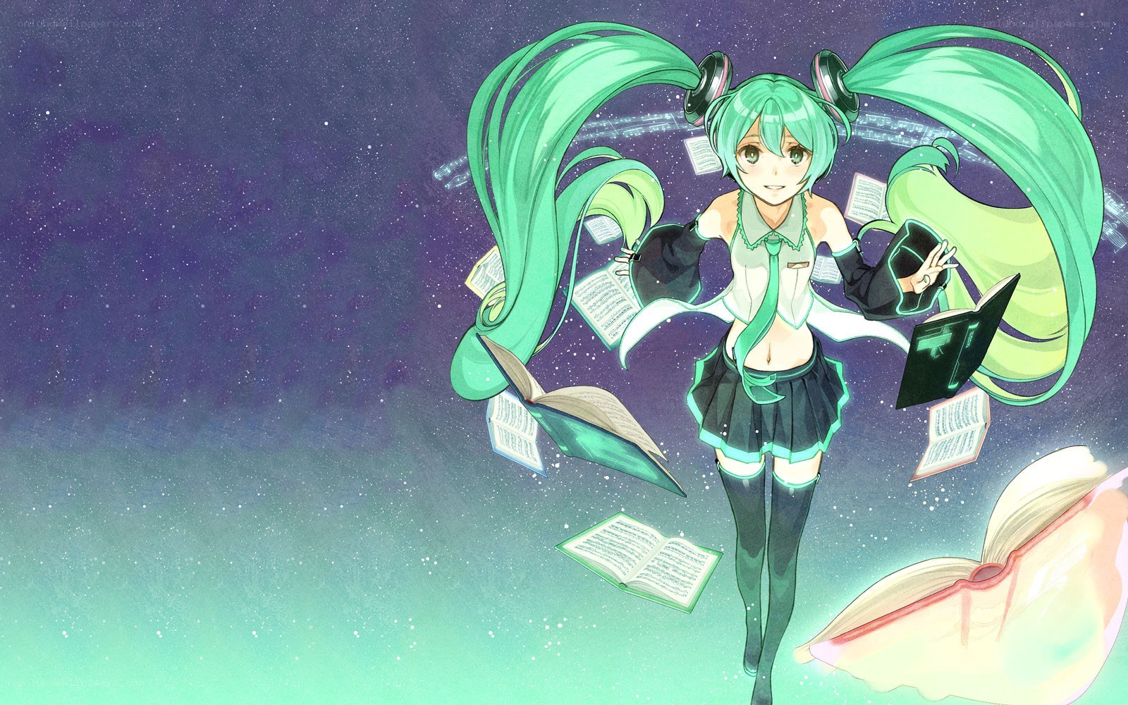 Miku in a book-filled space