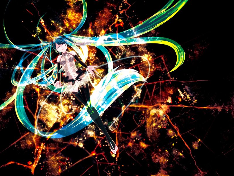 Miku in a burst of light