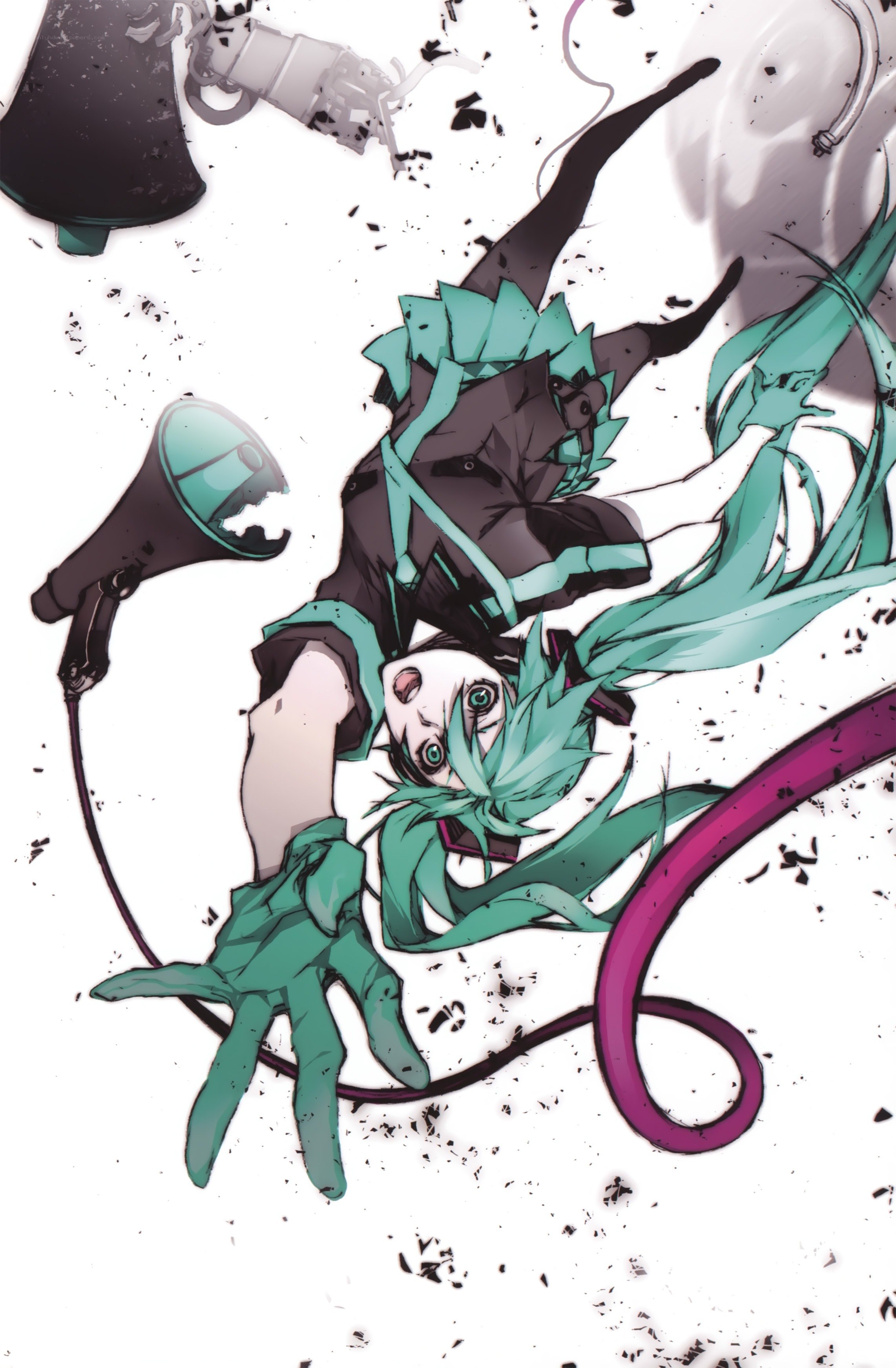 Miku in a chaotic scene