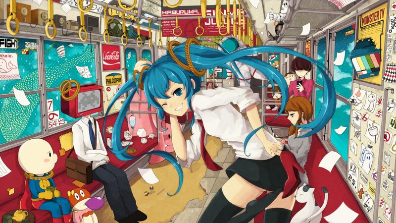 Miku in a chaotic train