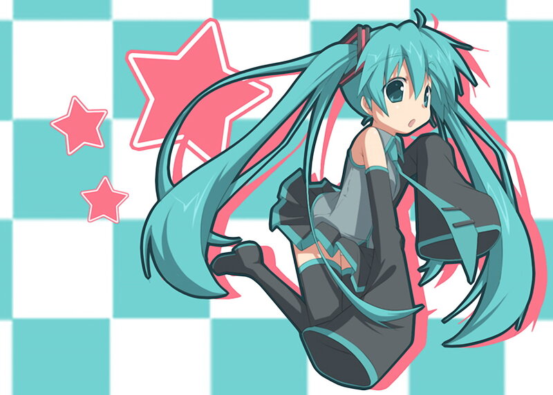 Miku in a checkered room