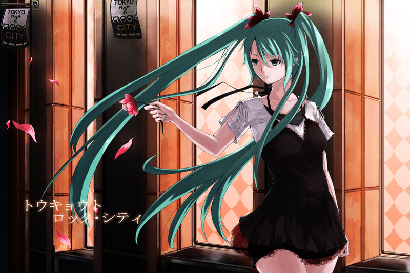 Miku in a city alley
