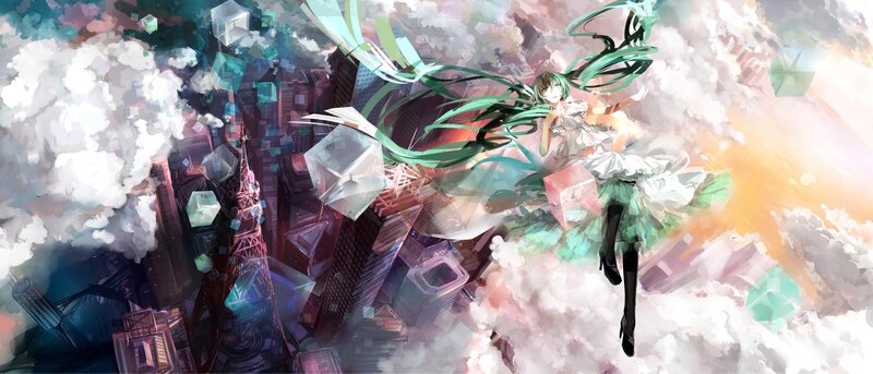 Miku in a city of clouds