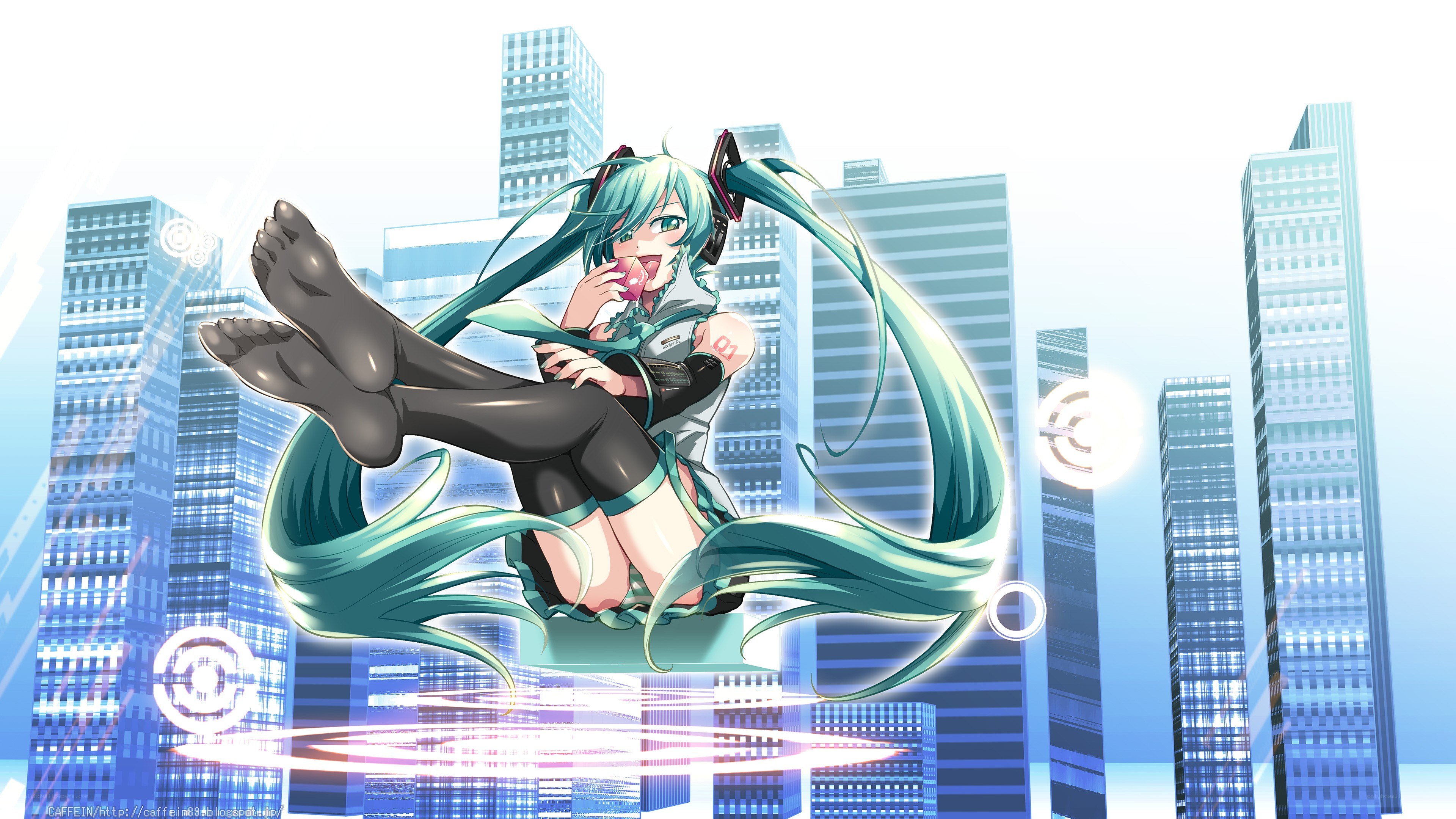 Miku in a cityscape