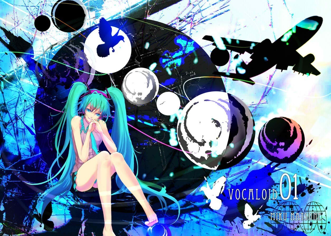 Miku in a cosmic scene