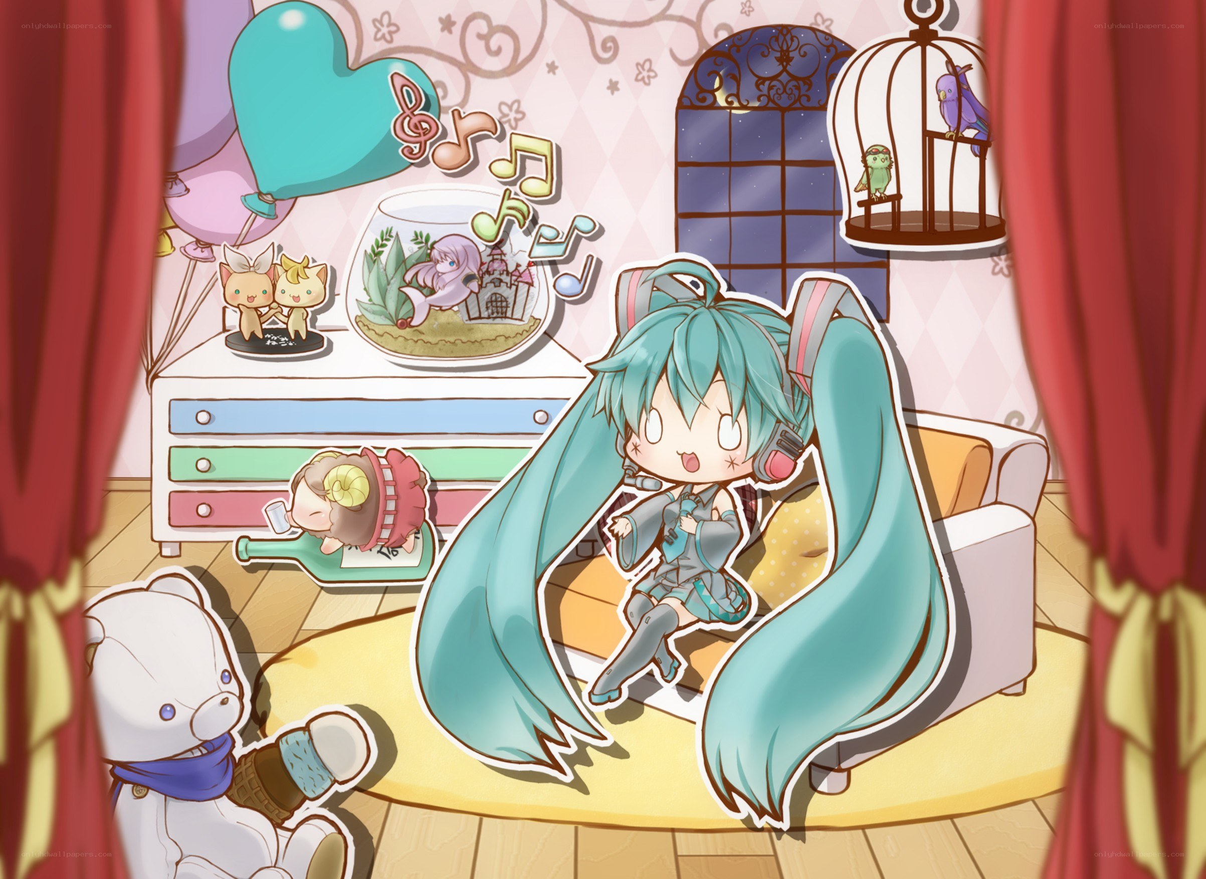 Miku in a cozy room