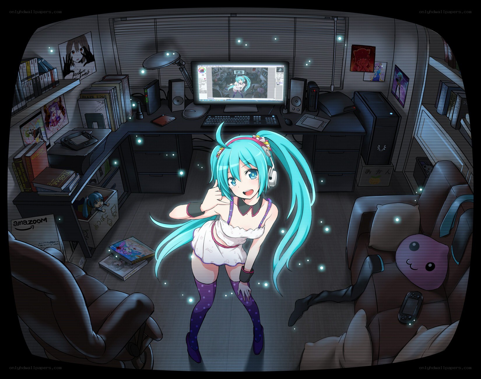 Miku in a cozy room