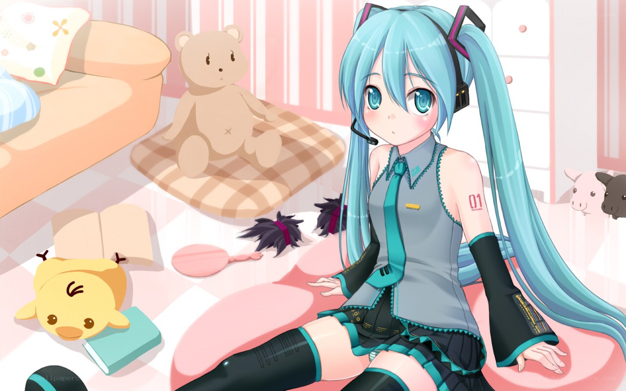 Miku in a cozy room