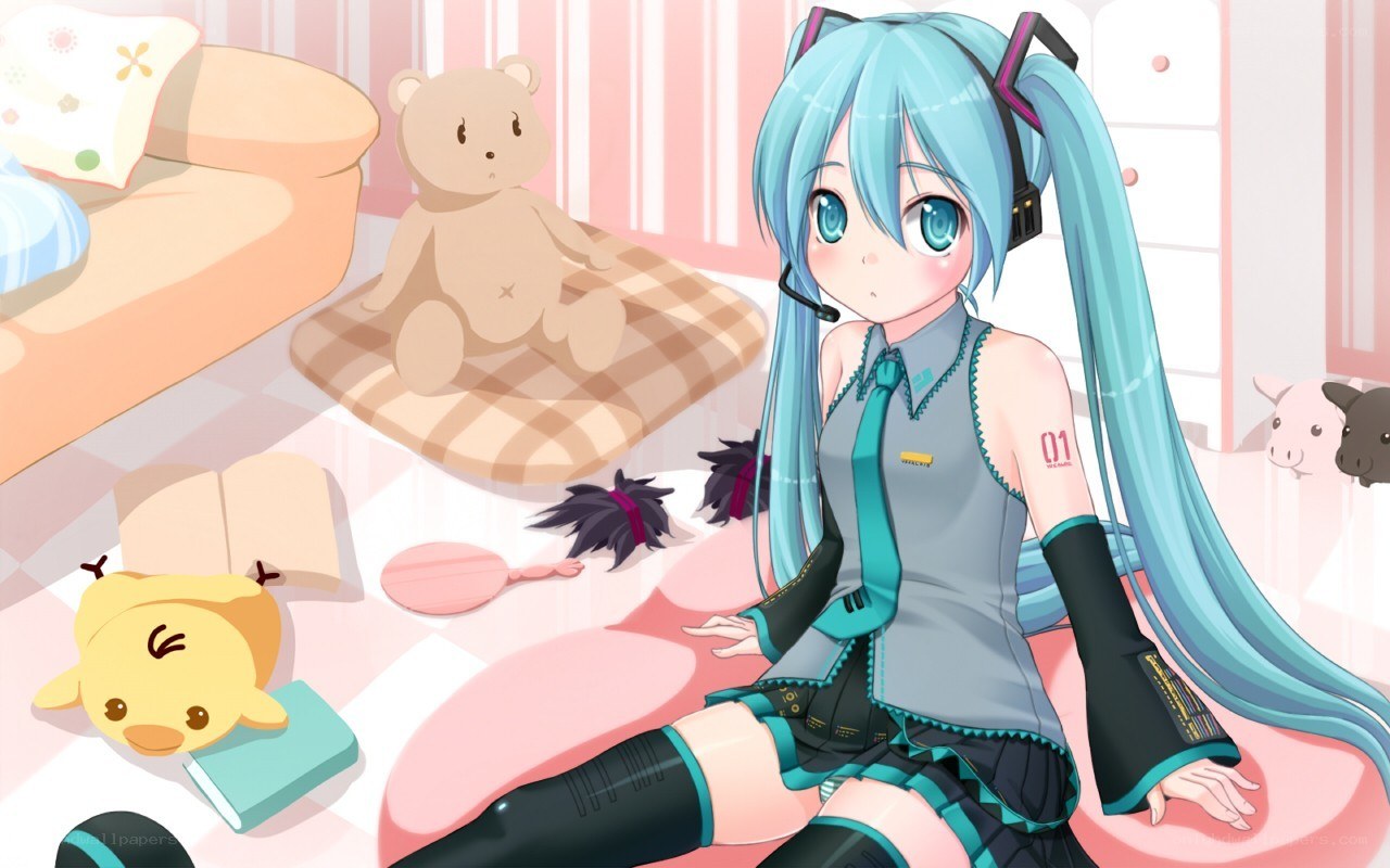 Miku in a cozy room