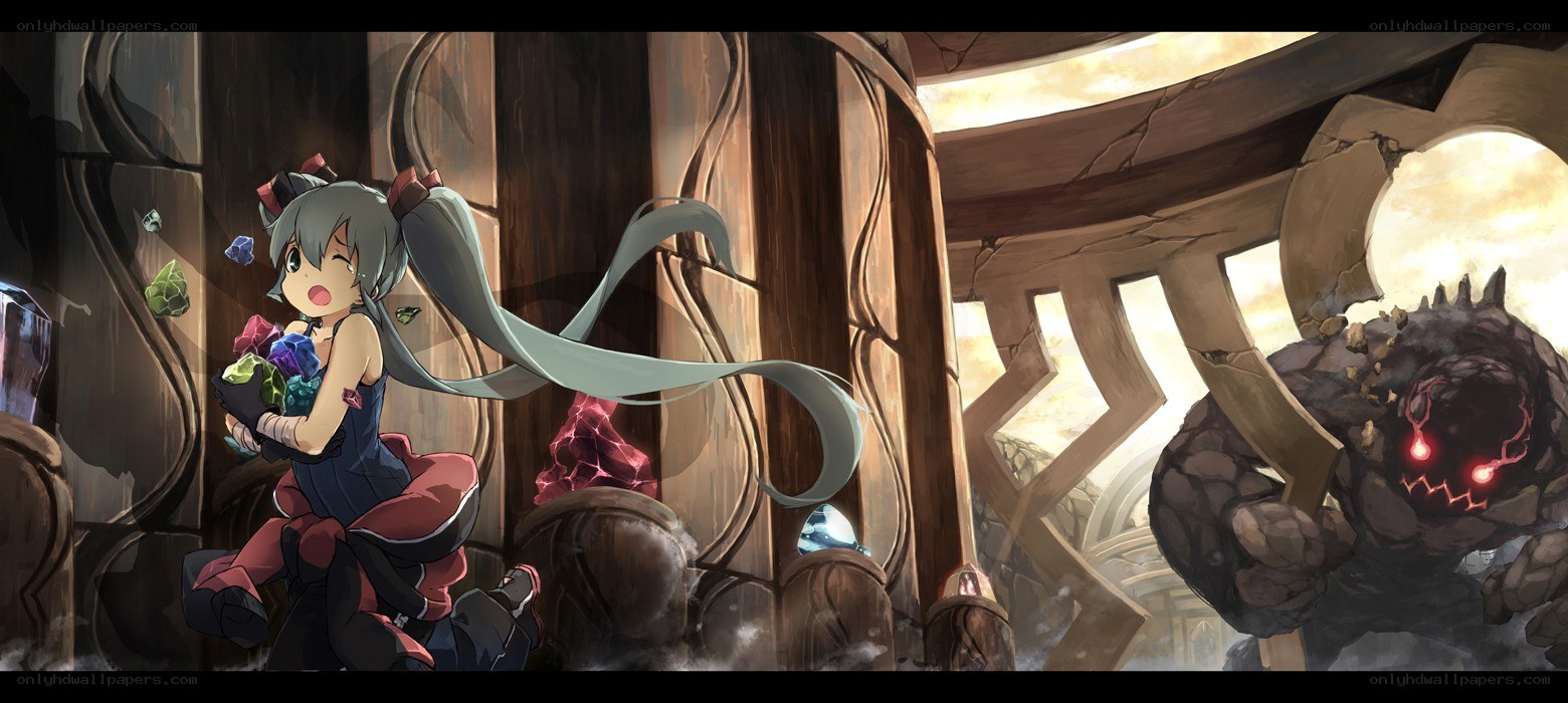 Miku in a crumbling temple