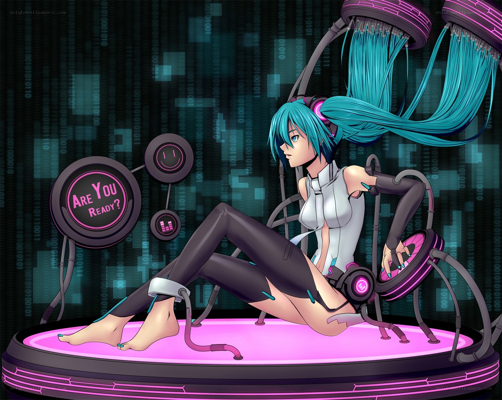 Miku in a cybernetic chair