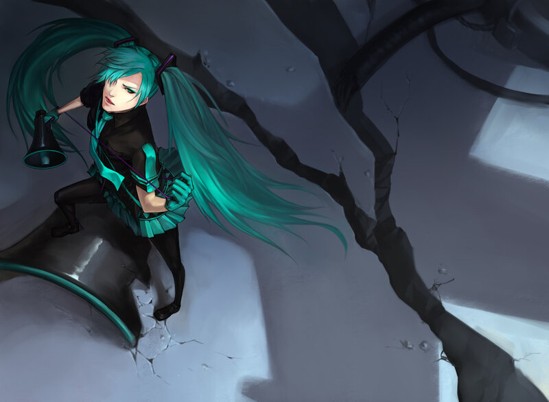 Miku in a dark alley