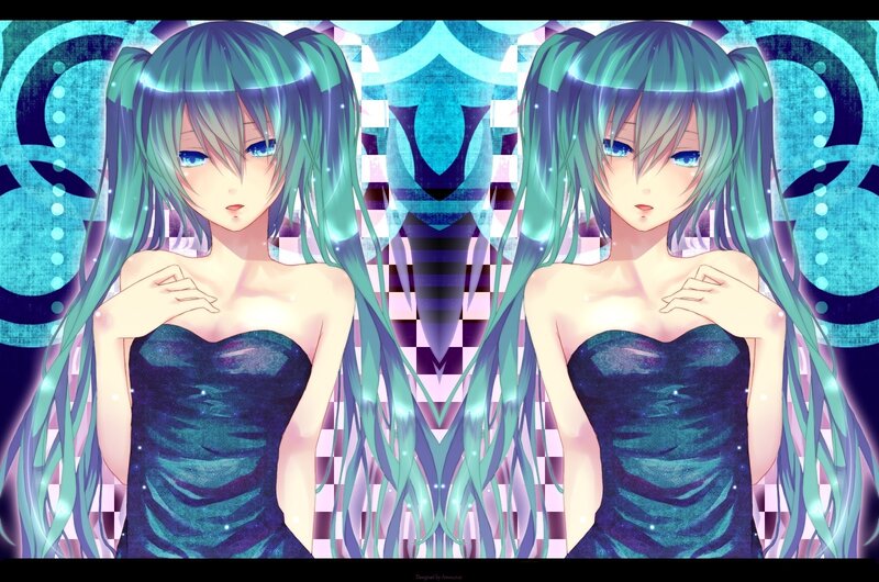 Miku in a dark dress