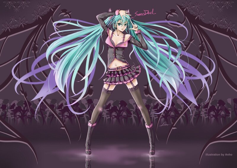 Miku in a dark fantasy scene