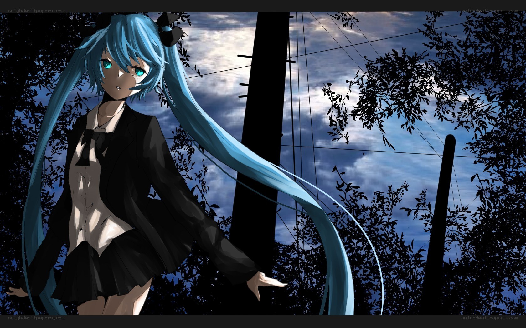Miku in a dark forest
