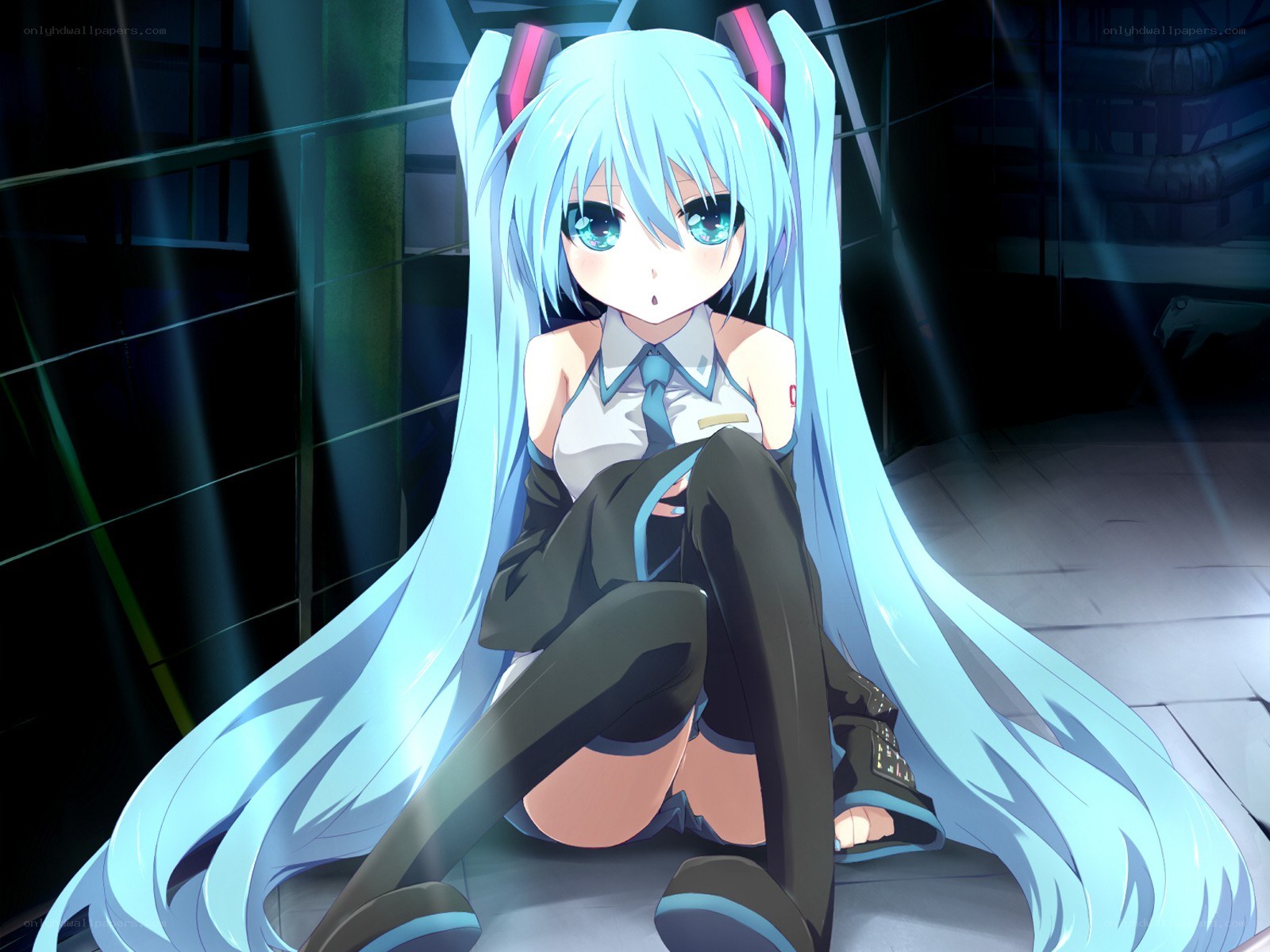 Miku in a dark room