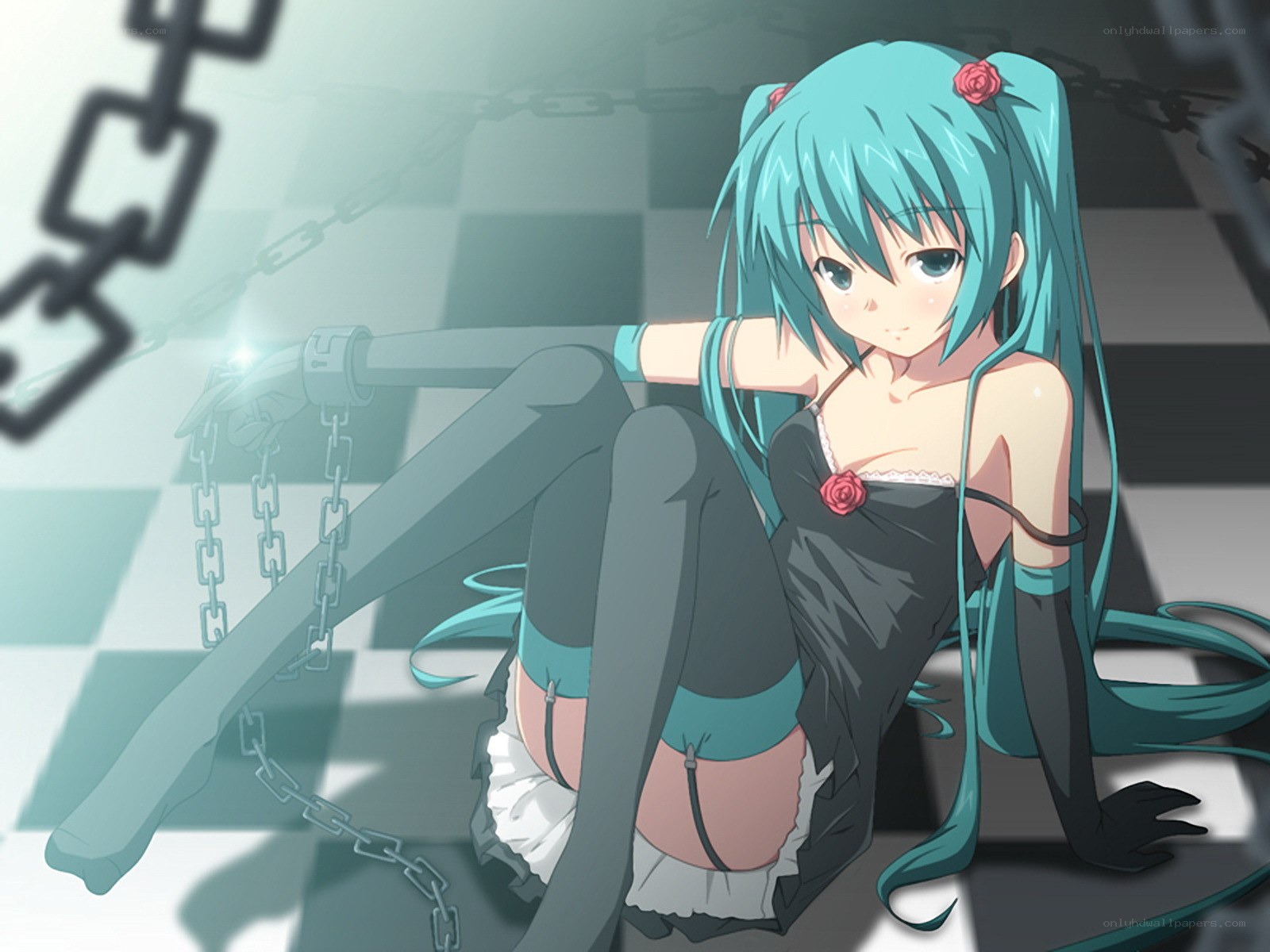 Miku in a dark room