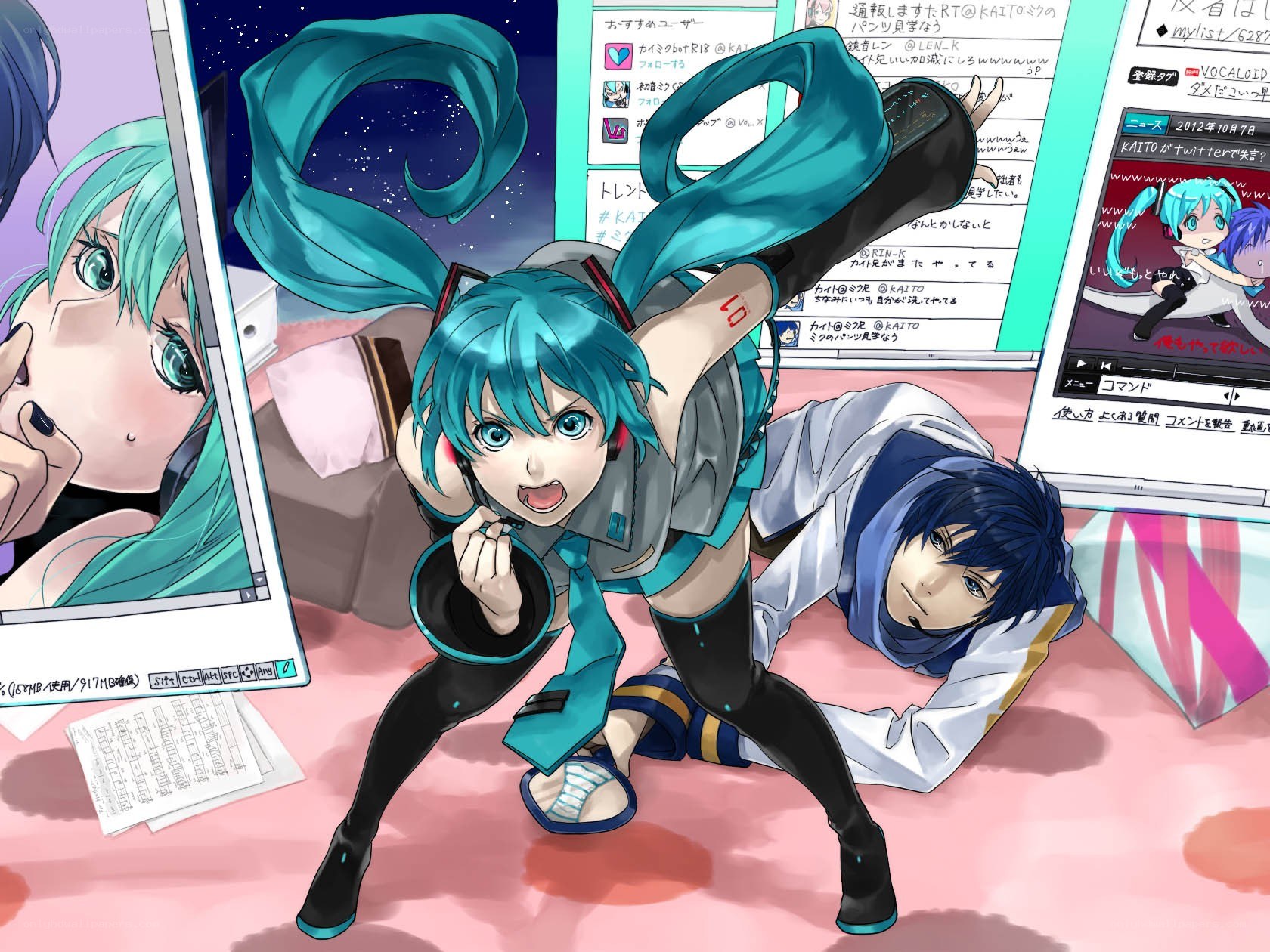 Miku in a digital room