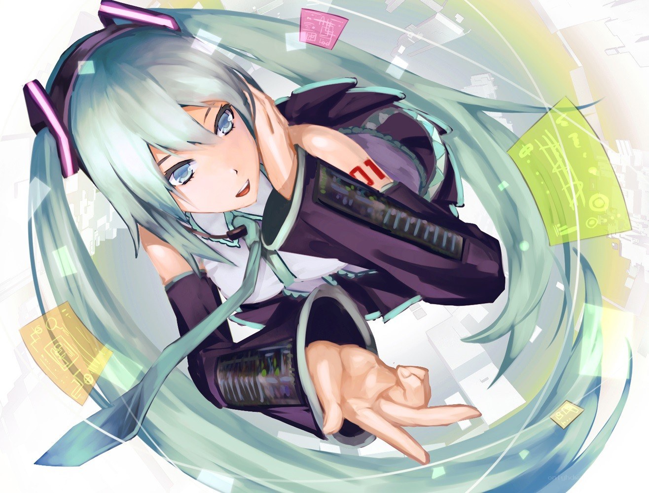 Miku in a digital swirl