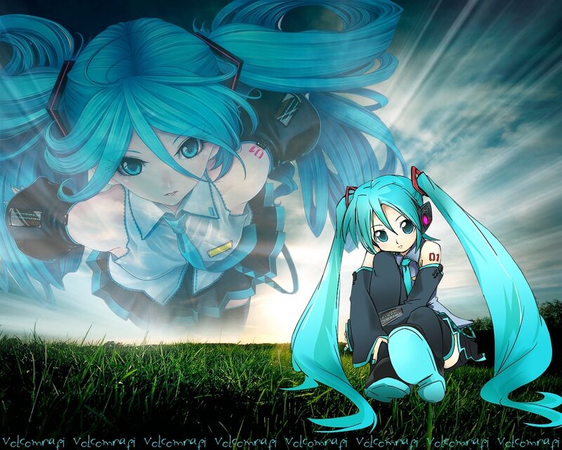 Miku in a field