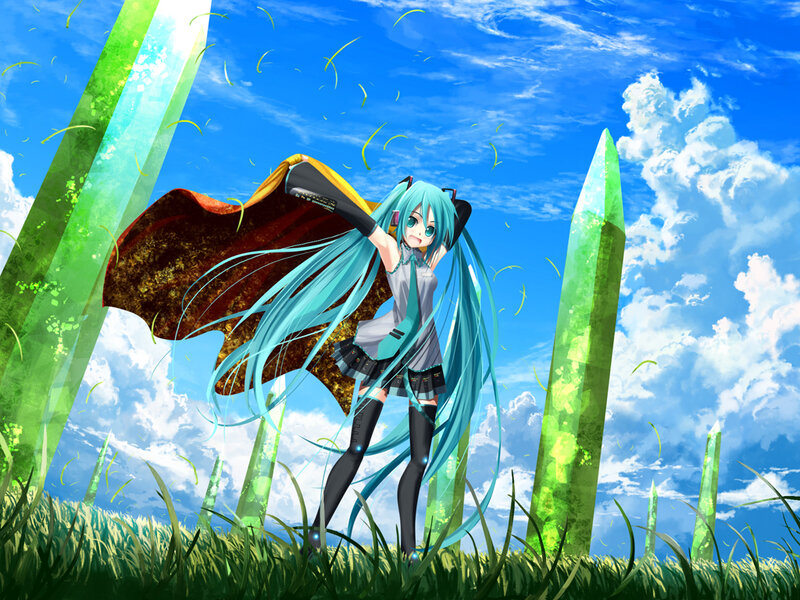 Miku in a field of crystals