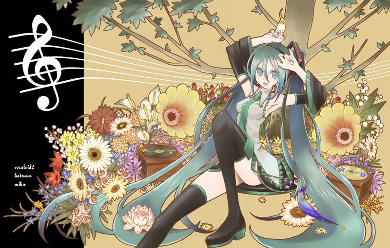 Miku in a floral garden