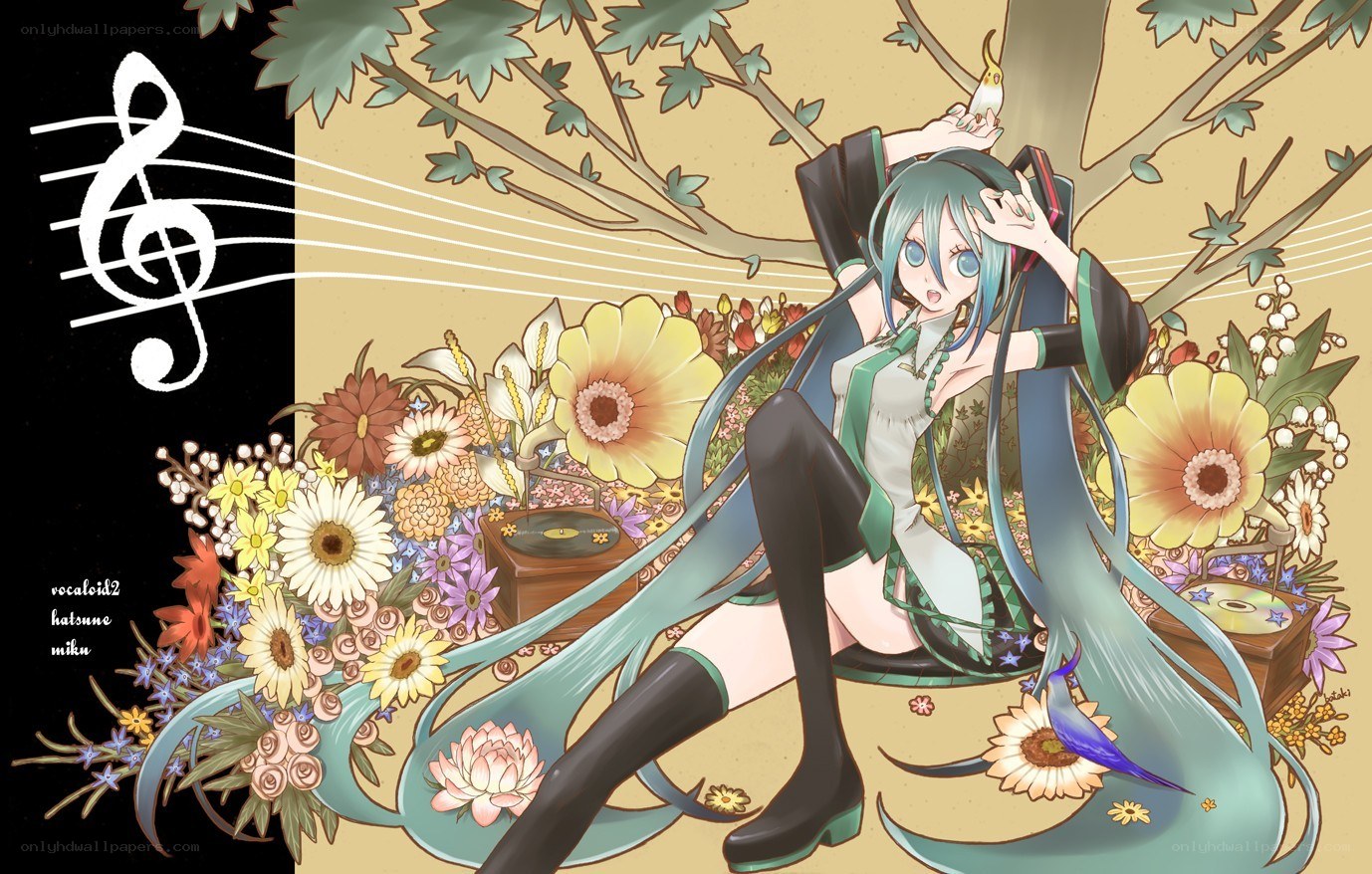 Miku in a floral garden