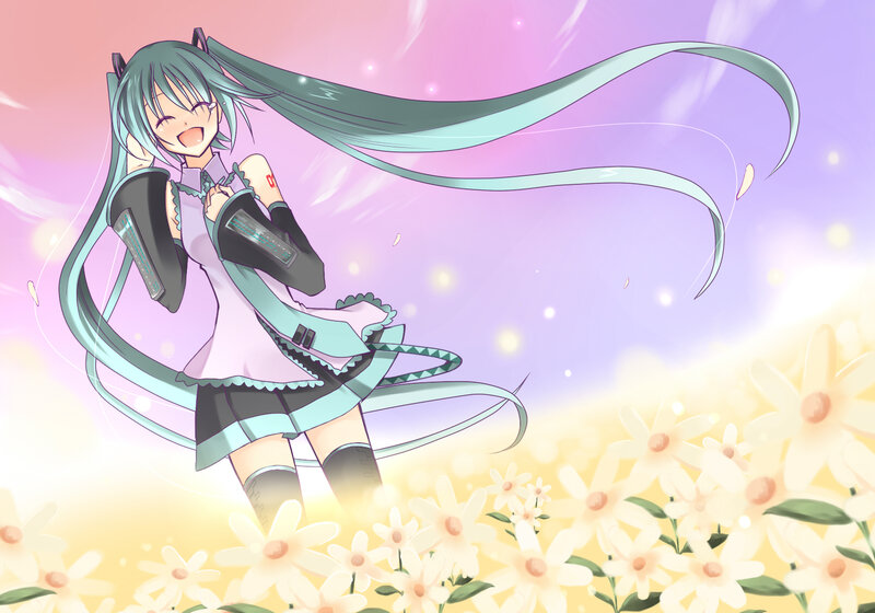 Miku in a flower field